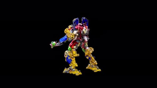 Colorful Futuristic Robot Dancing Character Animation