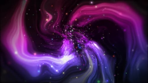 Glowing Cosmic Swirl with Abstract Particle Motion Background