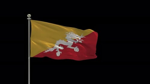 Le mât du drapeau du Bhoutan en boucle avec Alpha