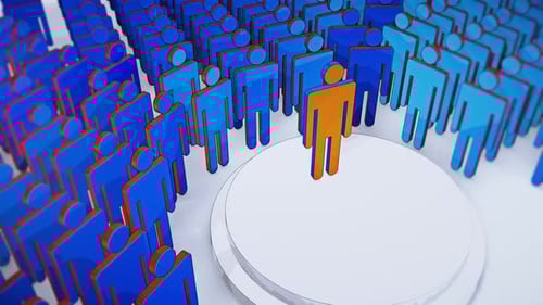 3D Animated Leader Icon Standing Out From Crowd