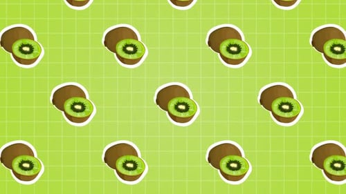 Animated Kiwi Fruit Pattern Loop Background