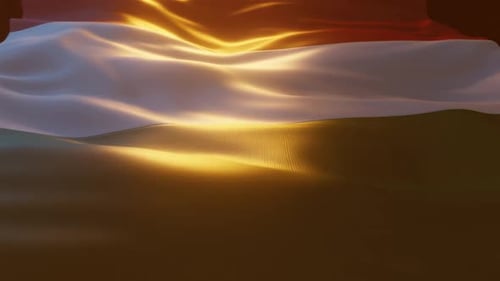 Waving Flag with Golden Light Streaks Motion Background
