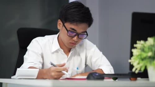 young student learning and thinking
