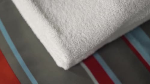 Neatly Folded White Towel Close Up