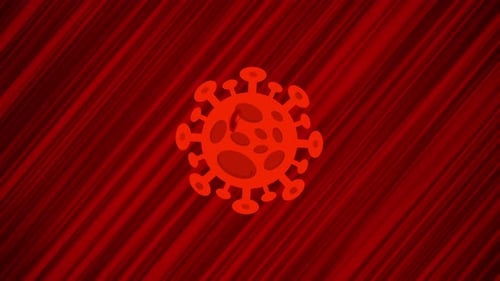 Animated Red Virus Icon for Medical Alert and Science