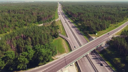 Highway road junctions. Intersection freeway road overpass