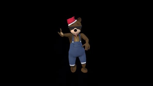Cool Cartoon Bear Dancing Animation with Red Hat