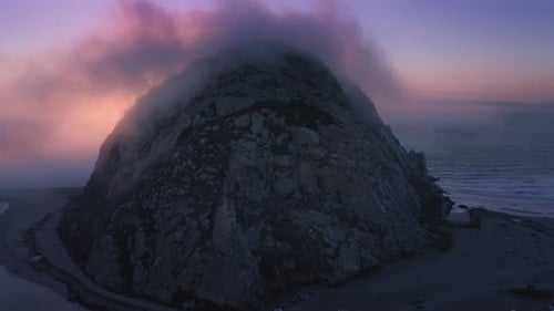 Cinematic Nature Aerial Background at Pink Sunset