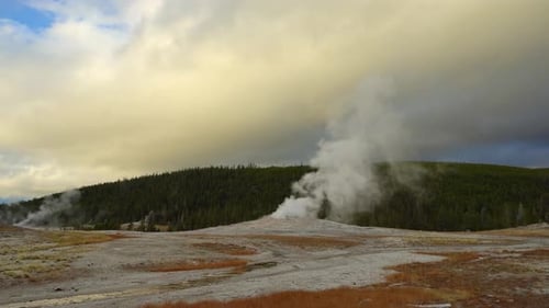 Old Faithful Geyser Erupting in Yellowstone National Park