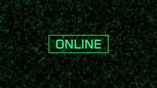 Concept en ligne sur fond binaire informatique. Texte en ligne sur fond de code binaire et de matrice