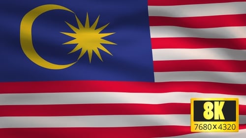 Realistic Malaysia Flag Waving Seamless Loop Animation