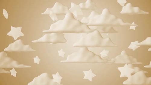 Soft 3D Clouds and Stars Floating Loop Background