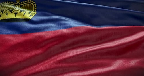Realistic Waving Flag of Liechtenstein Loop Background