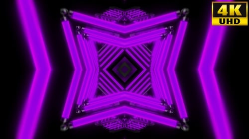 Set of Purple Neon Geometric Tunnel Loop Backgrounds