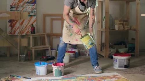 Artist Working on Splatter Painting