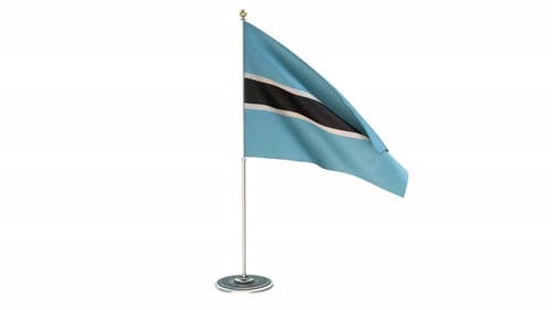 Botswana National Flag Waving on a Stand Realistic Animation
