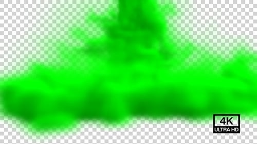 Falling Green Smoke And Collide On The Floor