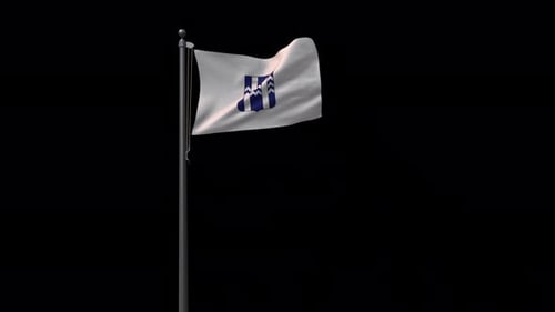 Animated Flag with Coat of Arms Waving in the Wind