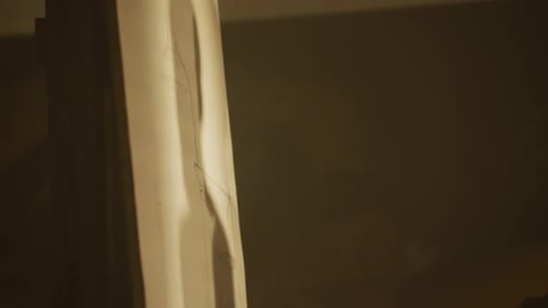 Man Drawing on Canvas in Studio