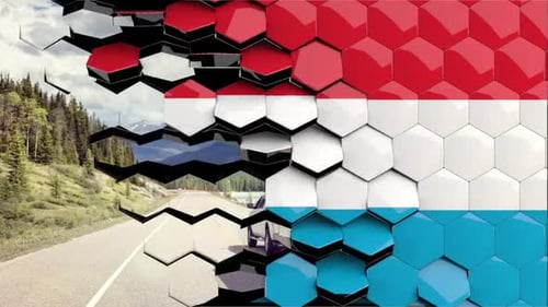 Luxembourg Flag Hexagon Transition - 4K Resolution