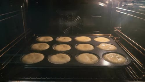 Muffins Baking in Oven