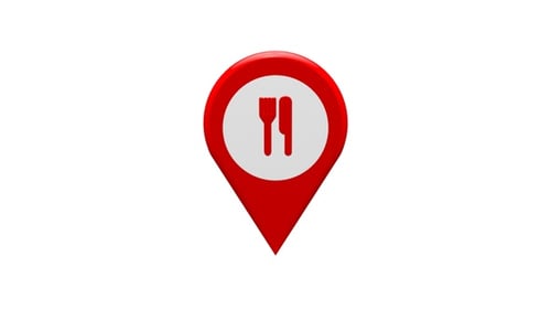 Animated 3D Map Pin Icon for Food and Restaurant Location