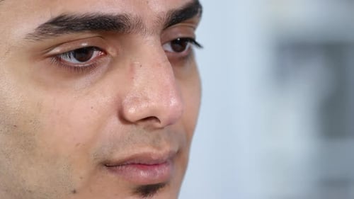 Young Adult Man Face Close Up