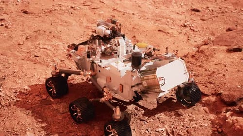 Mars Rover Robotic Arm Deploying on Red Planet