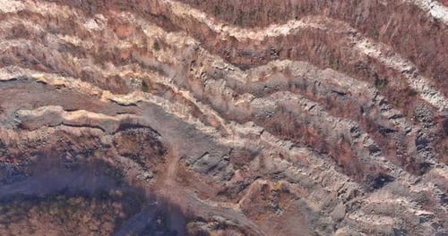 Panorama of the Relief a Large Stone Quarry for the Opencast Mining Extraction