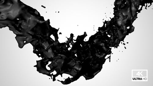 Dynamic Black Fluid Ink Splash Transition Element