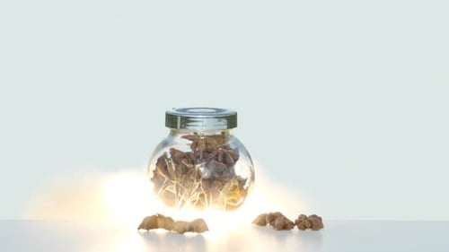 Jar with star anise exploding, Ultra Slow Motion