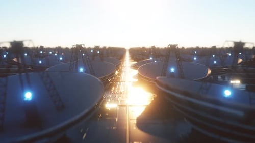 Futuristic Satellite Dish Array Network Technology Animation