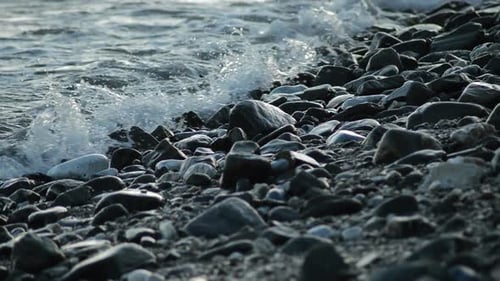 Stones and Pebbles in a Beach Shore