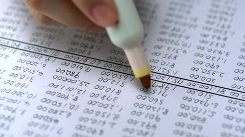 Marking Numbers on Spreadsheet with White Marker