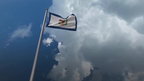 Animated West Virginia State Flag Waving in Dynamic Cloudy Sky