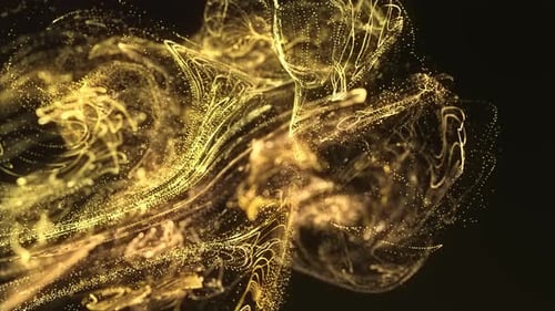 Abstract Golden Particles Flowing Glowing Background