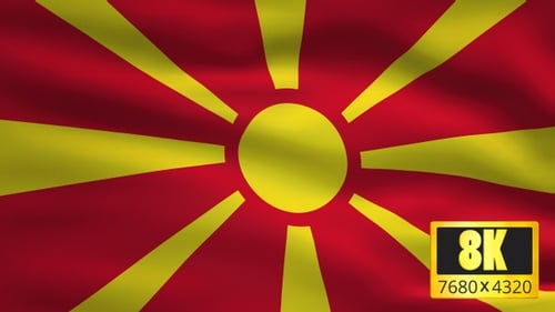 North Macedonia Flag Waving Animation Background