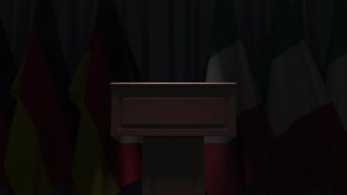 Flags of Italy and Germany at International Meeting