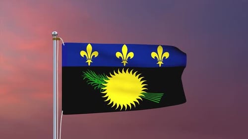 Guadeloupe Flag Waving 3D Animation