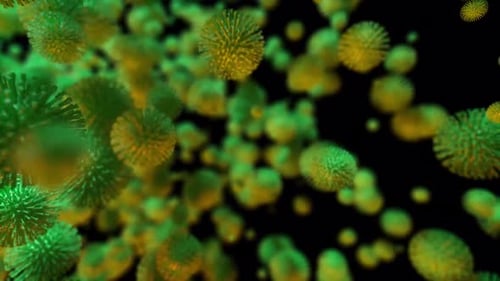 Animated Microscopic Virus Cells Floating in Fluid Background