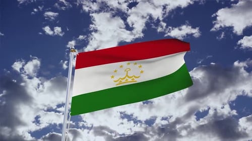 Tajikistan National Flag Waving in Realistic 3D Animation