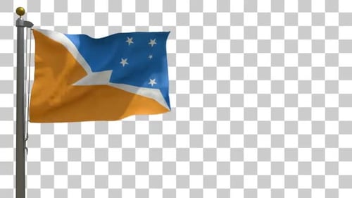 Tierra del Fuego Province Flag on Flagpole with Alpha Channel