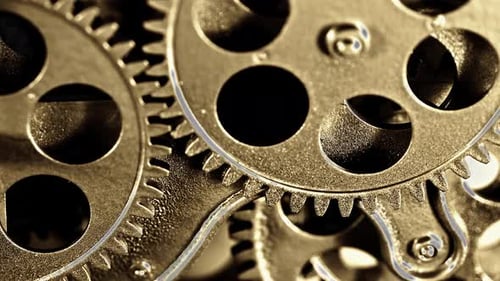Rotating Gears Close Up