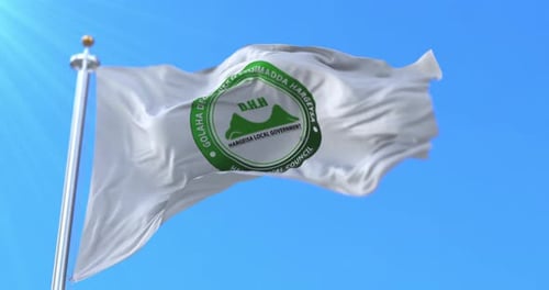 Hargeisa Local Council Flag Waving Animation against Blue Sky