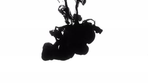 Black Ink Blob Falling Abstractly