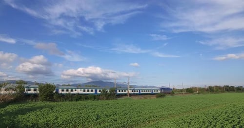 Transit Train Over Green Field