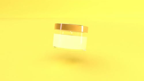 Jar Cream on Yellow Background Body Skin Care Able to Loop Seamless