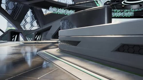Futuristic Modern Office Building Interior in Urban City