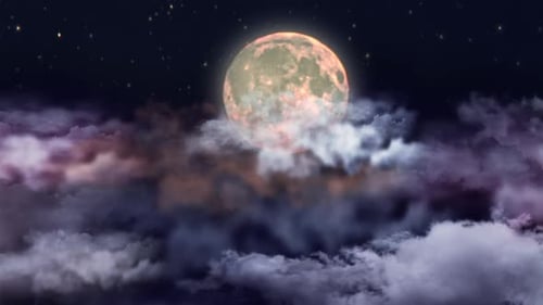 Full Moon In Night Sky Loop