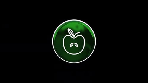 3D Rotating Green Apple Icon